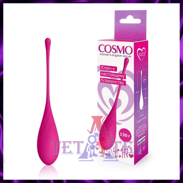 Ярко-розовый тяжелый каплевидный вагинальный шарик со шнурком